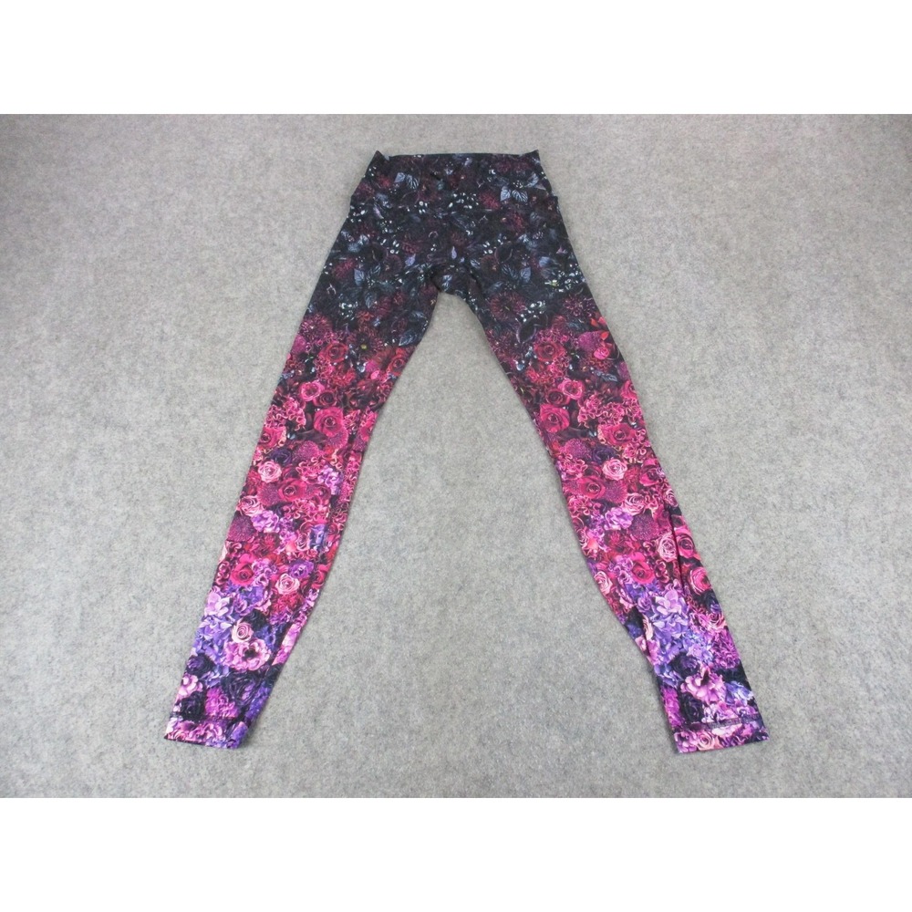 Lululemon Pants Womens 6 Red Purple Floral Ombre Running Yoga Leggings